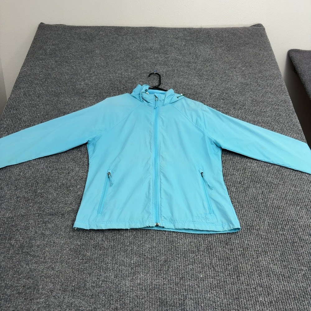 LL Bean Jacket Womens M Blue Nylon Hooded Lightweight Full Zip Gorpcore Outdoor